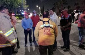 Apoya Escobedo con drones para controlar macro incendio en corralón